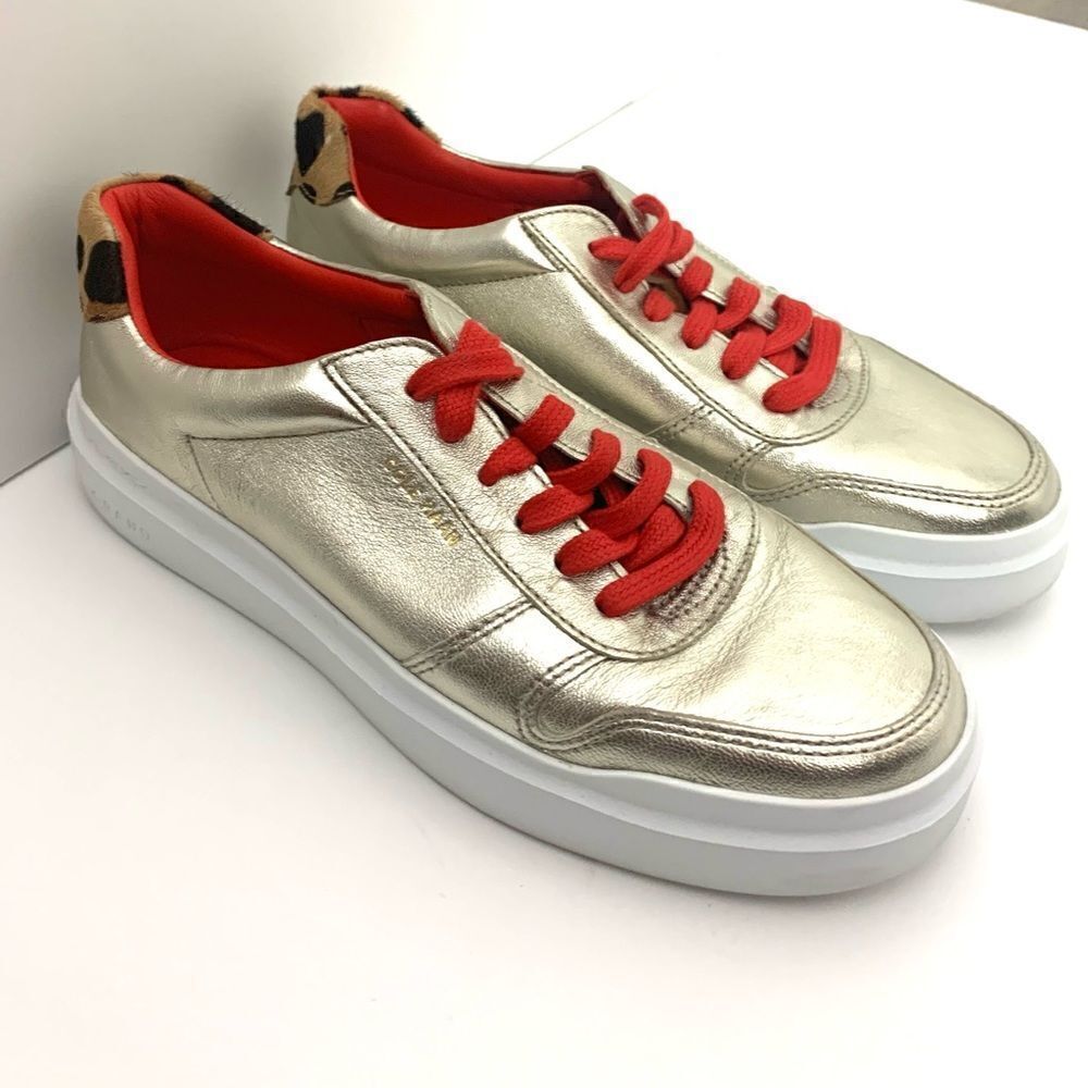 Cole Haan Gold Leather Funky Street Comfy Tennis Shoes size 7.5
